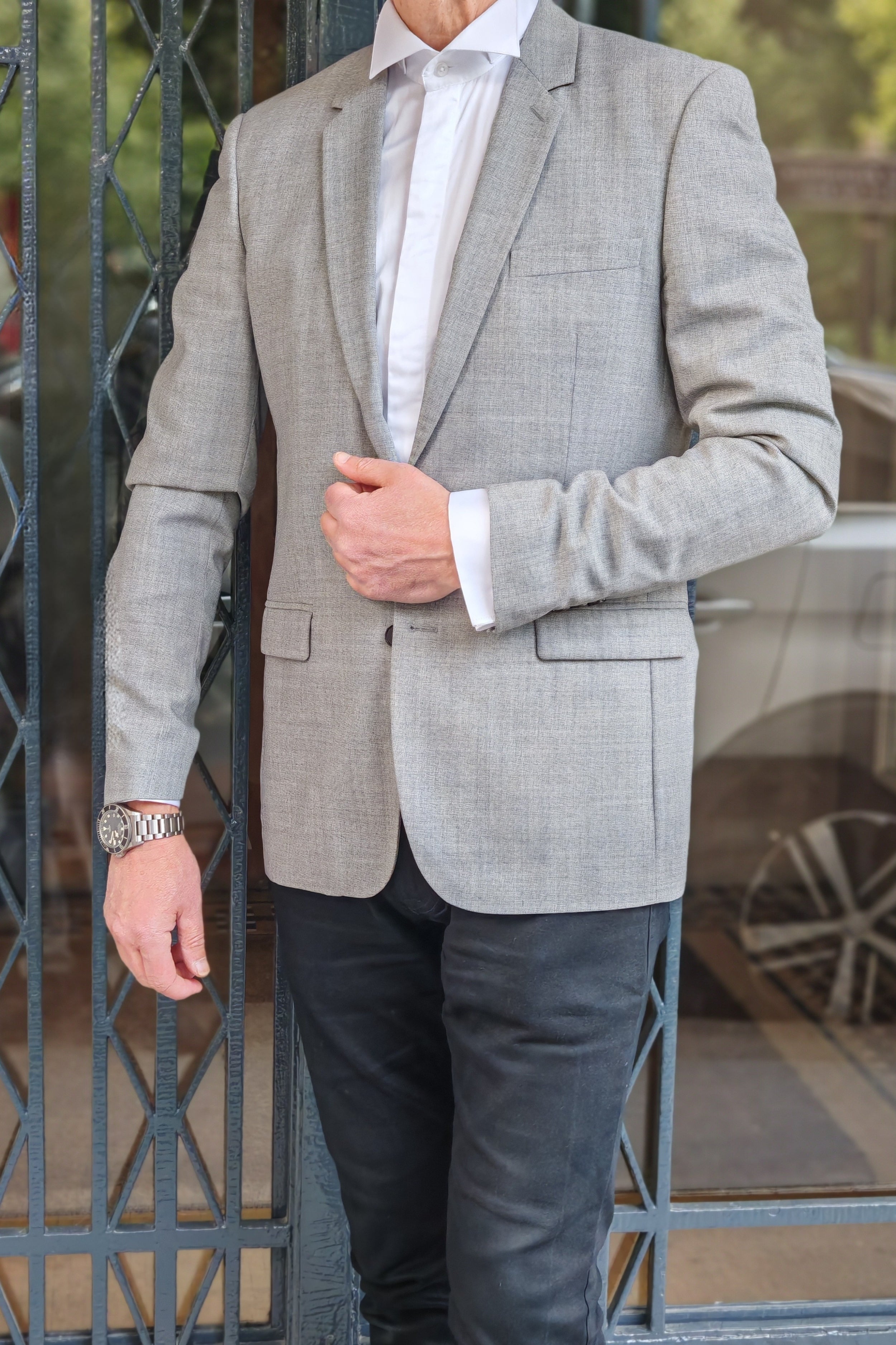 Chemise ajustée cérémonie col cassé poignée mousquetaire 100% coton noble