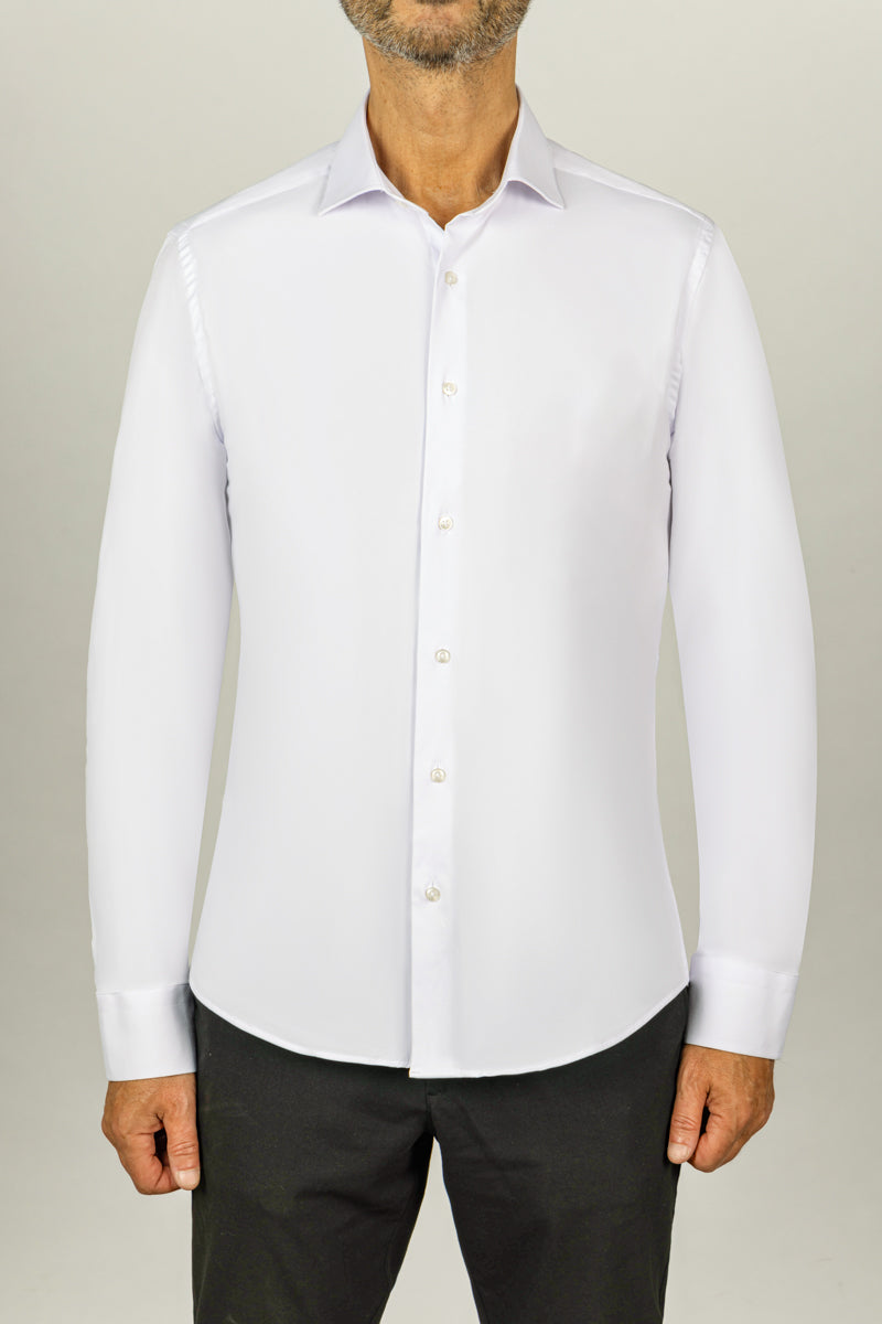Vêtement pour homme chemise blanche pour homme ajusté poche col italien