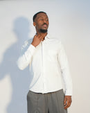 Chemise Ajustée Infroissable – Col Italien avec Poche