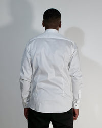 Chemise ajustée Prestige - Poignets mousquetaires - Col cassé-100% Coton