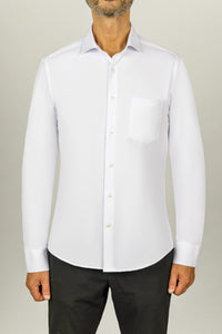 Vêtement pour homme chemise blanche pour homme ajusté poche col italien