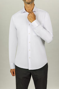 Vêtement pour homme chemise blanche pour homme ajusté poche col italien