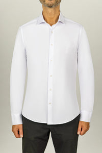 Vêtement pour homme chemise blanche pour homme ajusté poche col italien